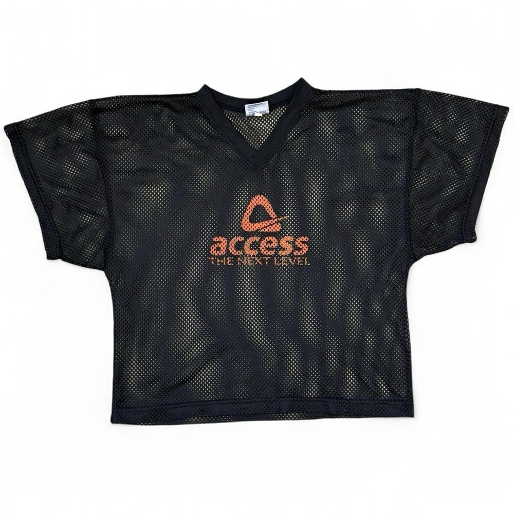 Vintage Champro Sports Black Mesh Sheer Cropped Football Jersey Adult Medium Y2K